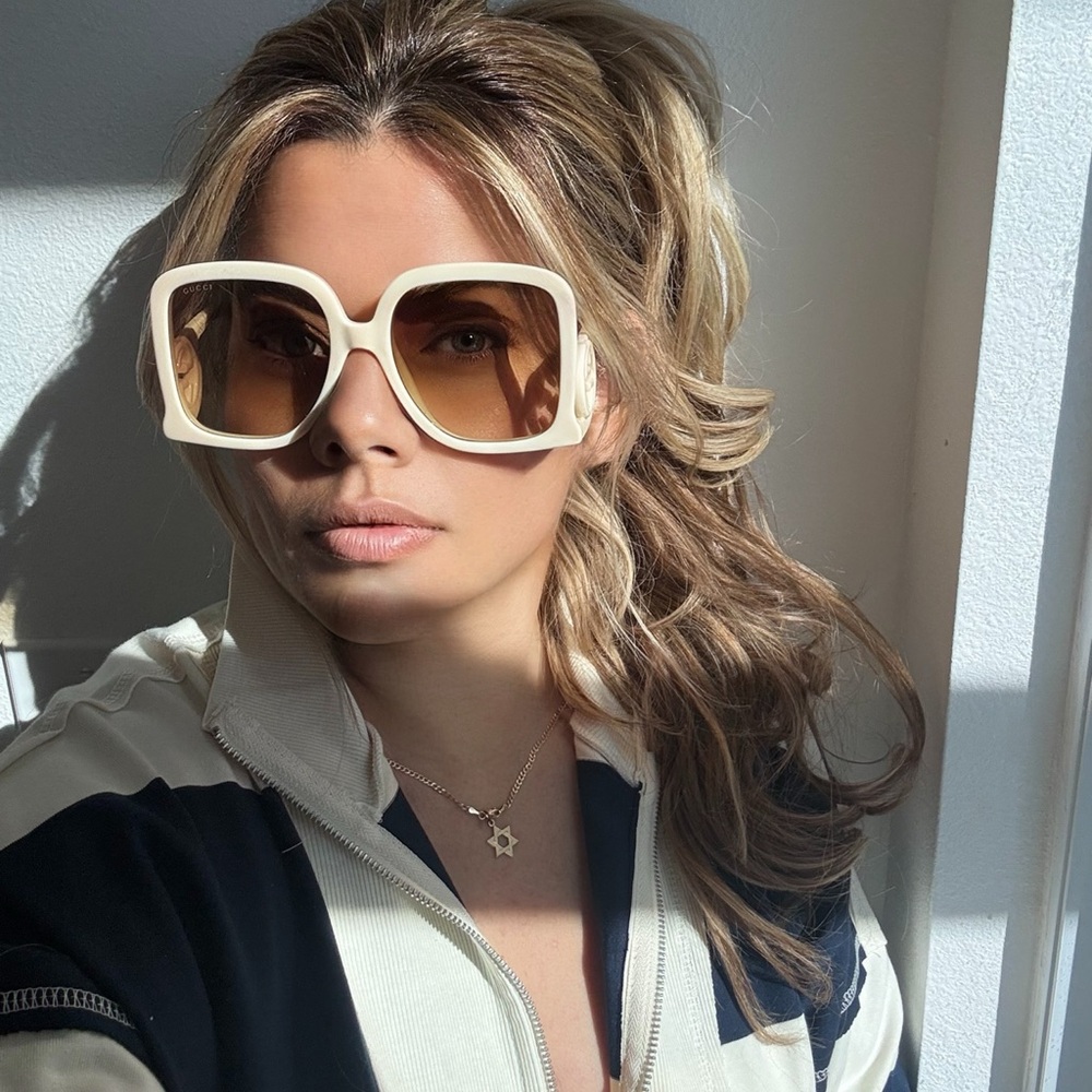 Gucci Women's Oversized Square Sunglasses - Cream Frame with Brown Lenses